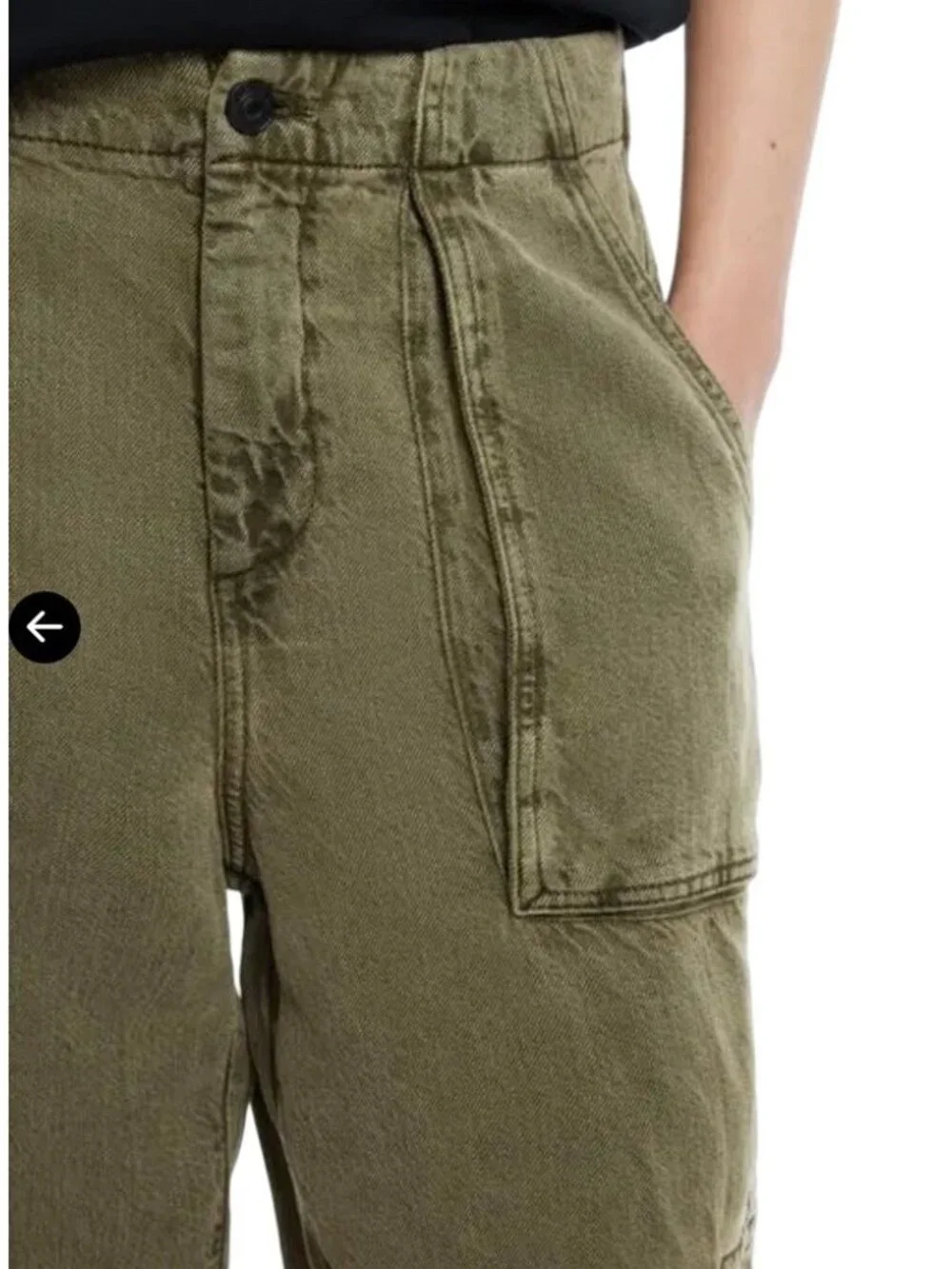 AllSaints "Frieda Denim Trouser" Cargo Jogger Womens 6 Light Olive Green Lyocell - Picture 15 of 16